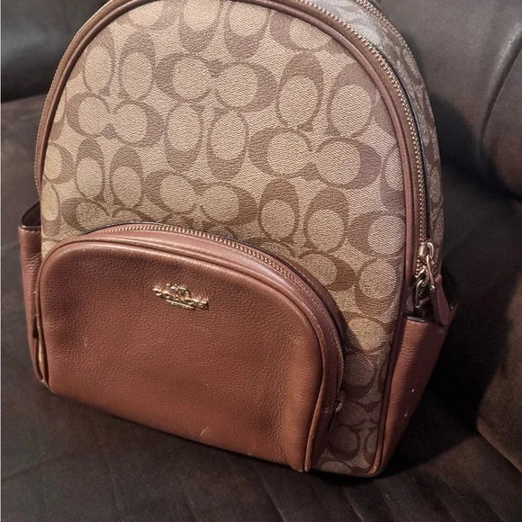 Coach Tan and Brown Signature Backpack Coach (89922) Edge Pack Tan Signature Coated Canvas Leather  main image 4